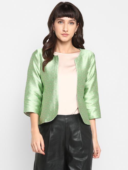 women green self design three quarter sleeve jacket - 17733720 - Very Small Image - 1