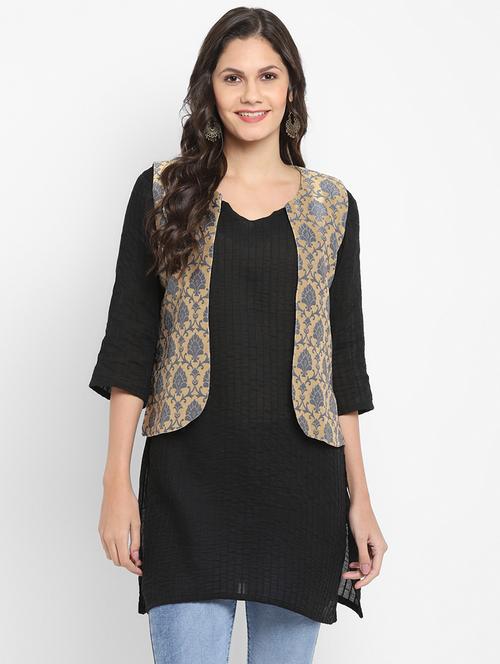 women grey self designsleeveless jacket - 17733724 - Very Small Image - 1