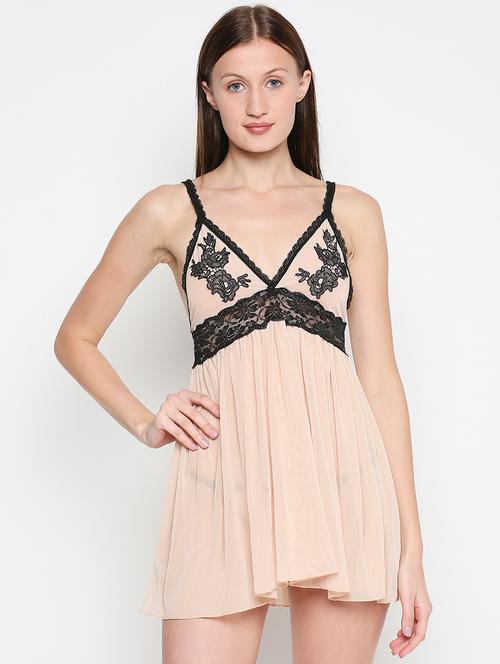 beige net babydoll - 17733935 - Very Small Image - 1