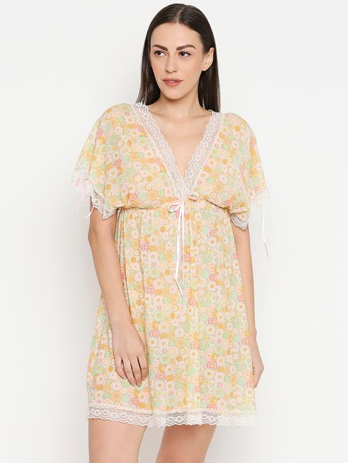 yellow net babydoll - 17733962 - Very Small Image - 1