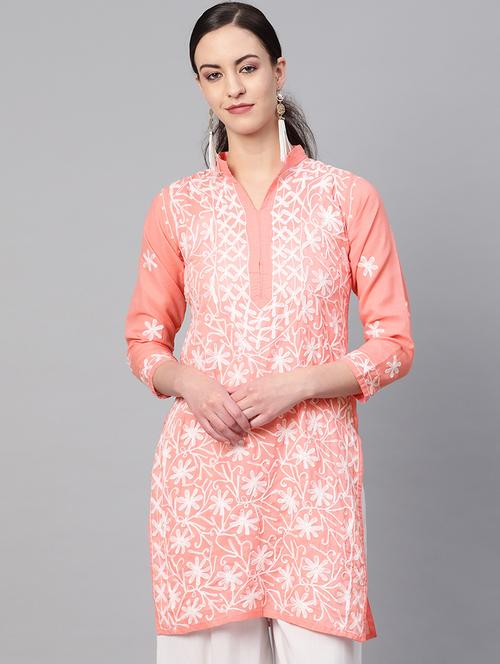 chikankari straight kurti - 17733985 - Very Small Image - 1