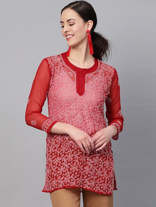 chikankari straight kurti - 17733986 - Very Small Image - 1