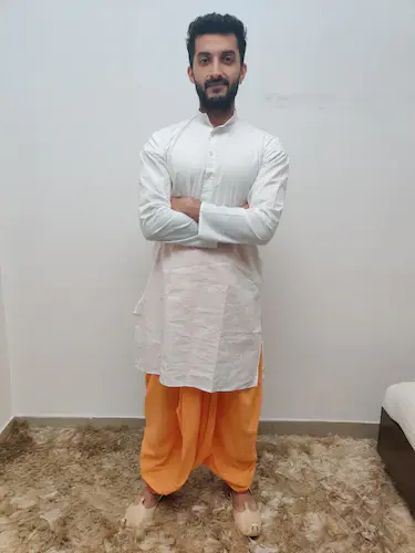 orange readymade dhoti - 17734028 - Very Small Image - 1