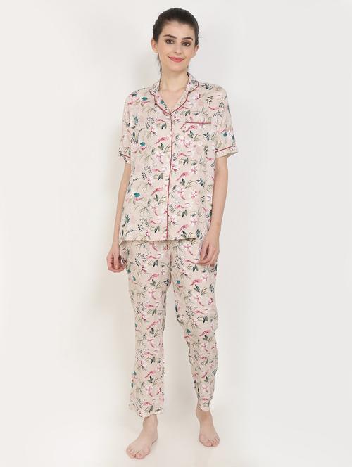 floral printed nightwear pajama set - 17734421 - Very Small Image - 1