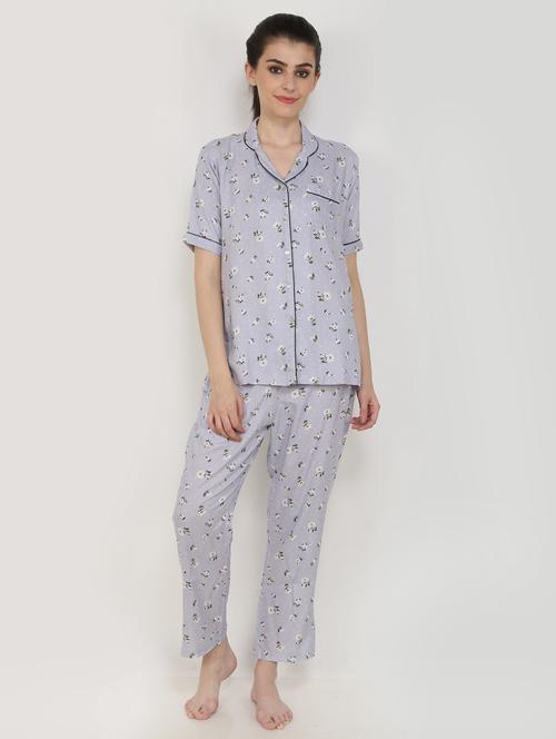 floral printed nightwear pajama set - 17734426 - Very Small Image - 1