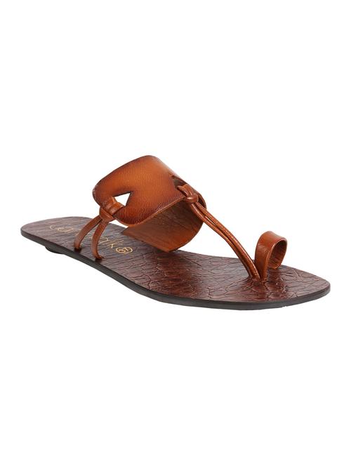 tan leather open thong sandals - 17735607 - Very Small Image - 1