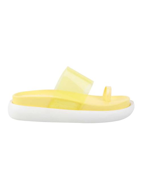 yellow pu open thong sandals - 17735631 - Very Small Image - 1