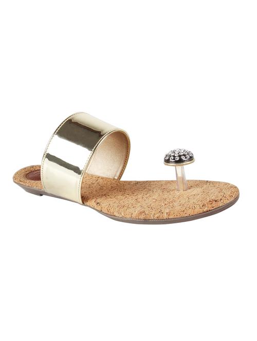 gold synthetic open thong sandals - 17735681 - Very Small Image - 1