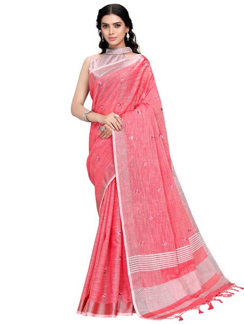 self design embroidered saree with blouse - 17735860 - Very Small Image - 1