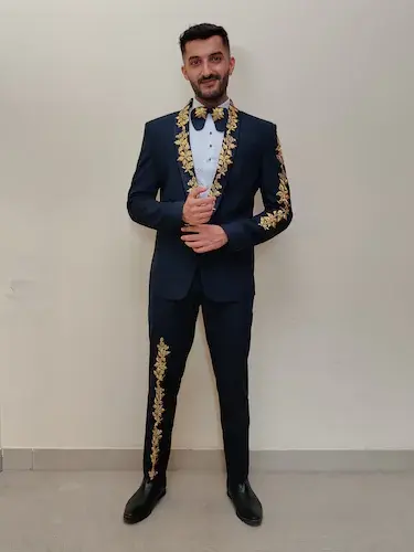 embroidered designer three piece suit - 17735884 - Very Small Image - 1