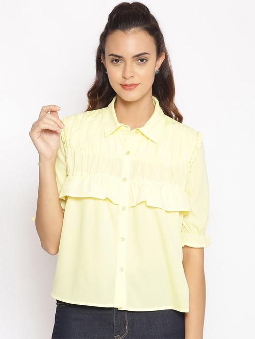 yellow solid regular shirt - 17735942 - Very Small Image - 1