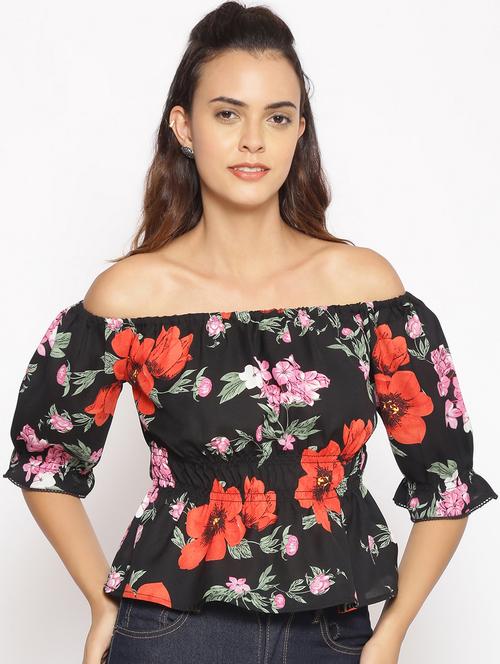 off shoulder floral top - 17735948 - Very Small Image - 1