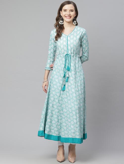 printed flared kurta - 17737115 - Very Small Image - 1