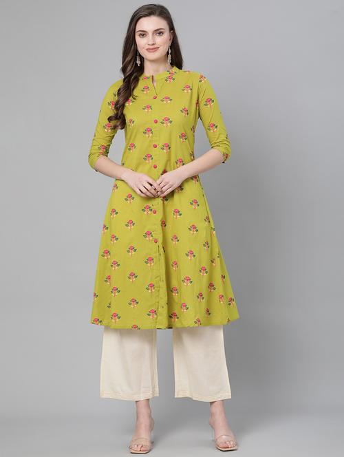 floral printed a-line kurta - 17737128 - Very Small Image - 1
