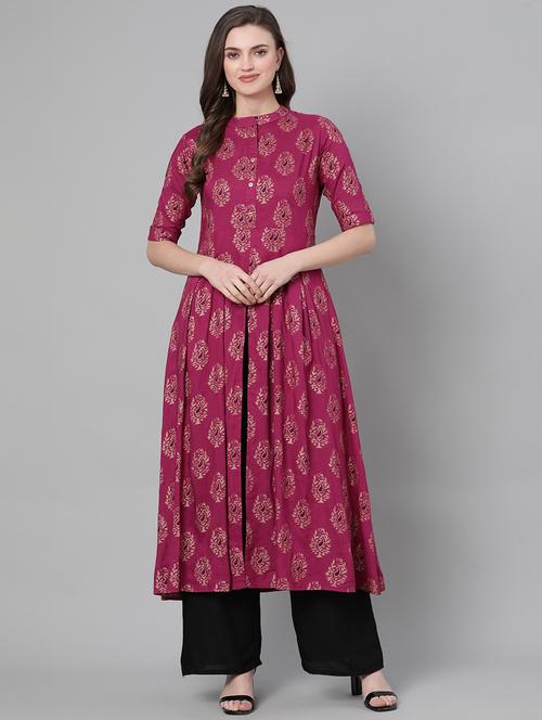 paisley printed anarkali kurta - 17737140 - Very Small Image - 1
