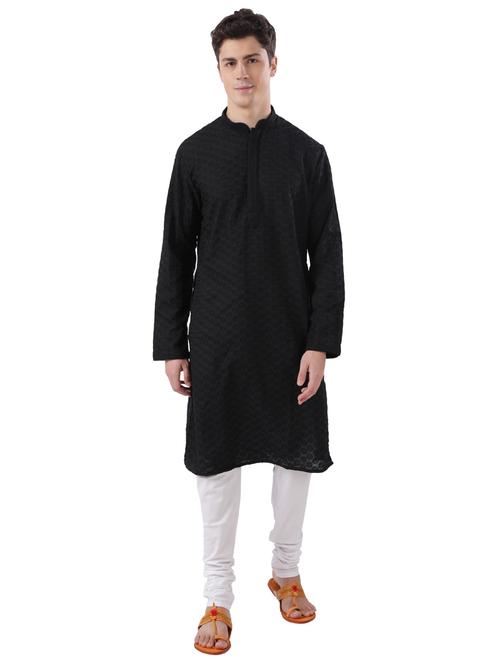black embroidered long kurta - 17737985 - Very Small Image - 1