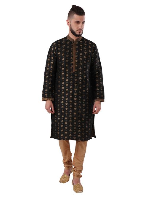 black brocade long kurta - 17737991 - Very Small Image - 1