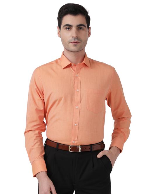 orange solid formal shirt - 17738046 - Very Small Image - 1