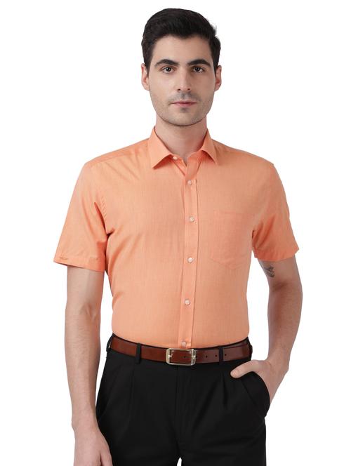 orange solid formal shirt - 17738051 - Very Small Image - 1