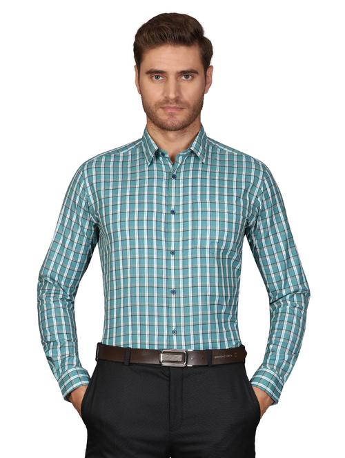 green checkered formal shirt - 17738093 - Very Small Image - 1