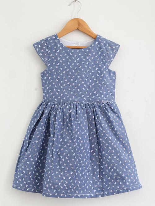 blue printed frock - 17738190 - Very Small Image - 1