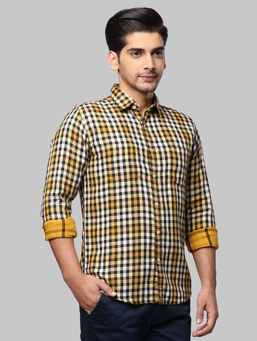 yellow checkered casual shirt - 17738335 - Very Small Image - 1