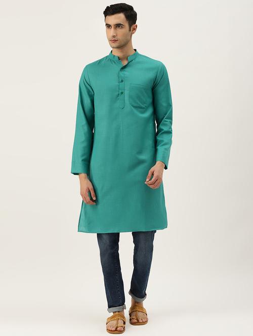 green solid long kurta - 17738954 - Very Small Image - 1