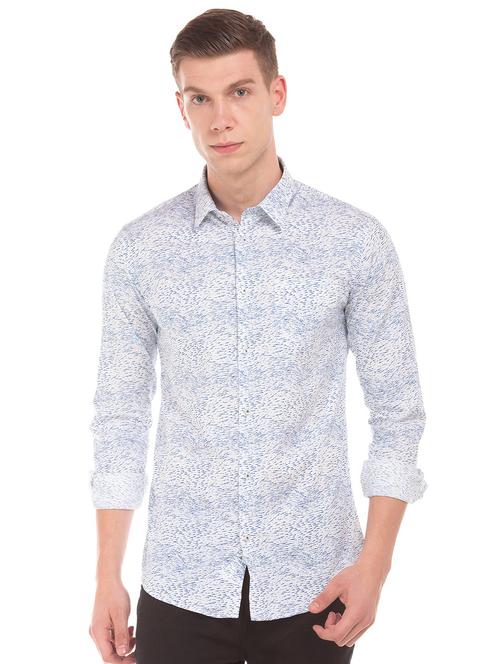 white printed formal shirt - 17739320 - Very Small Image - 1