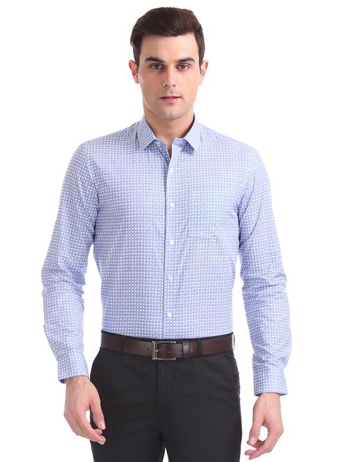 blue printed formal shirt - 17739383 - Very Small Image - 1