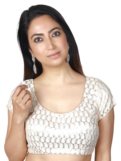 gold viscose brocade blouse - 17739800 - Very Small Image - 1