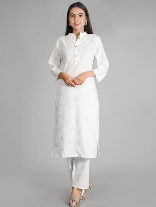 solid printed kurta pant set - 17740294 - Very Small Image - 1