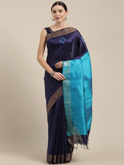 solid bhagalpuri saree with blouse - 17740323 - Very Small Image - 1