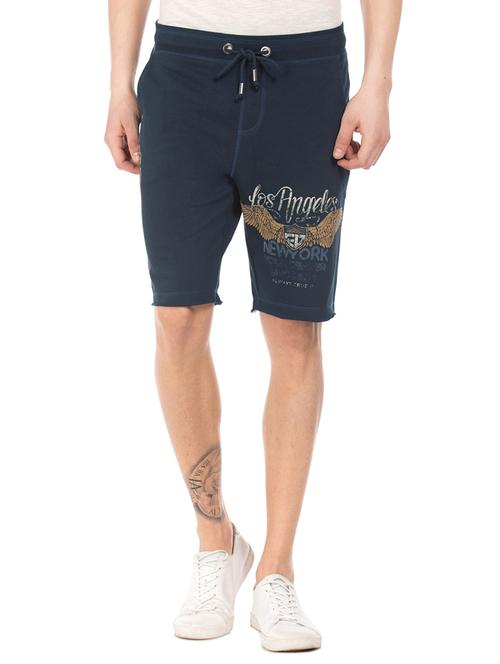 navy blue printed shorts - 17741461 - Very Small Image - 1