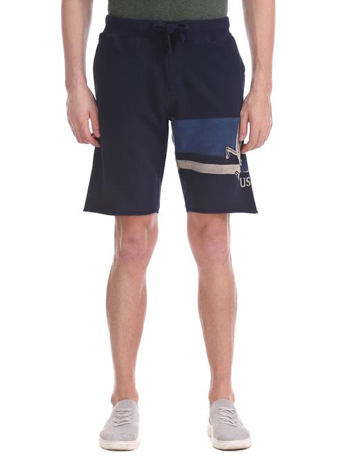 navy blue printed shorts - 17741501 - Very Small Image - 1