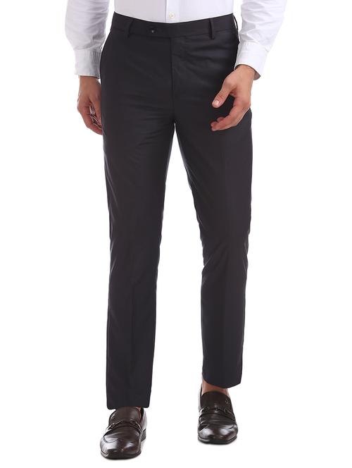 black solid flat front formal trouser - 17741822 - Very Small Image - 1