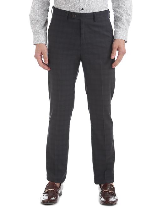 grey checkered flat front formal trouser - 17742081 - Very Small Image - 1