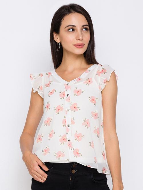 v-neck floral top - 17742320 - Very Small Image - 1
