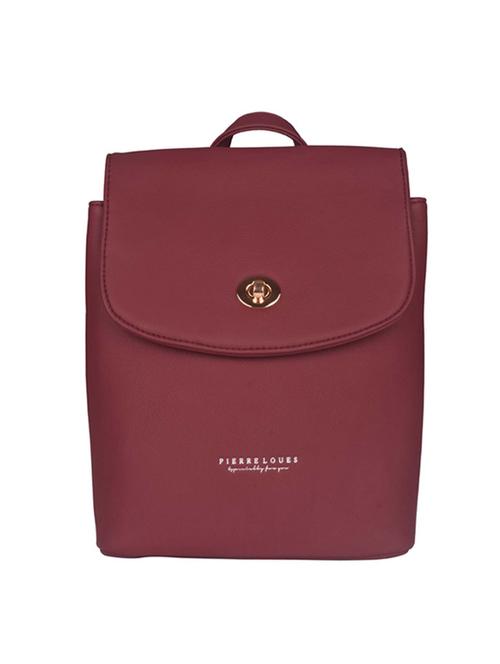 maroon leatherette (pu) regular backpack - 17742604 - Very Small Image - 1