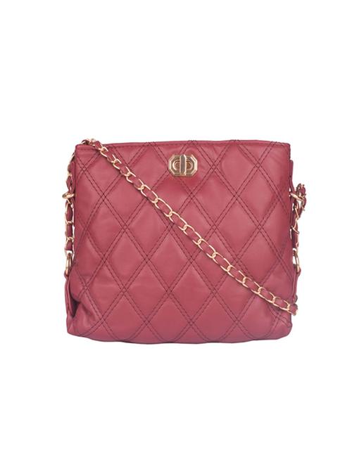 maroon leatherette (pu) sling bag - 17742612 - Very Small Image - 1