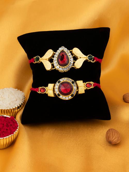 red and gold metal alloy rakhi set of 2 - 17743403 - Very Small Image - 1