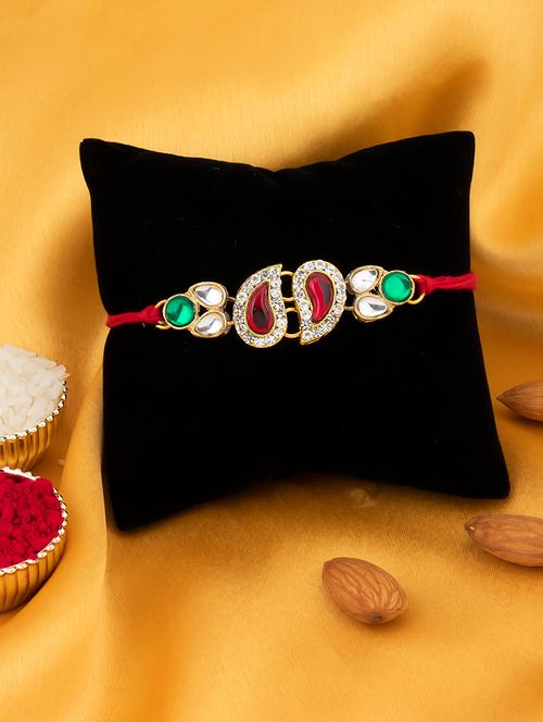 gold cotton thread rakhi - 17743420 - Very Small Image - 1