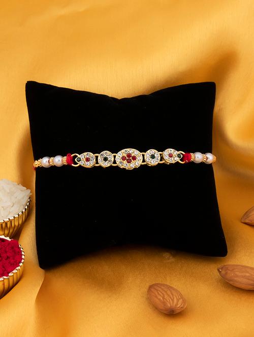 gold cotton thread rakhi - 17743438 - Very Small Image - 1