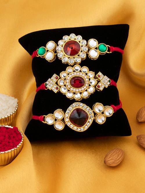 red and gold metal alloy rakhi set of 2 - 17743472 - Very Small Image - 1