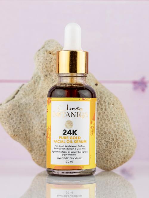 clovia botaniqa 24k pure gold facial oil serum with saffron & goat milk- 30ml - 17744047 - Very Small Image - 1