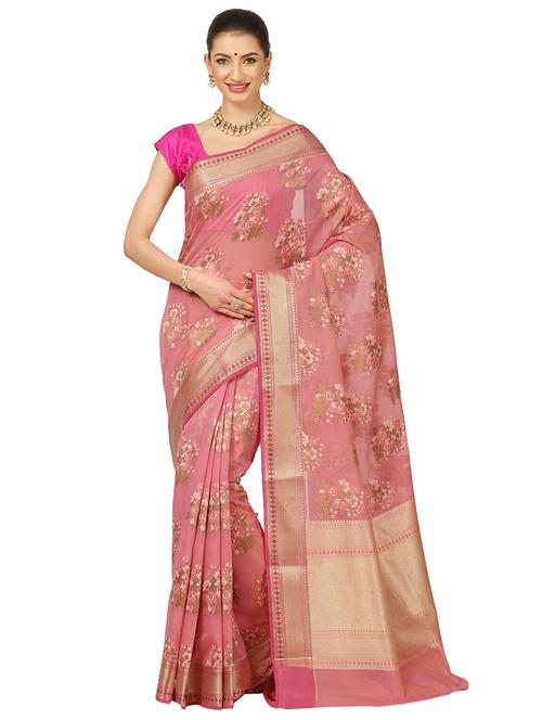 floral banarasi saree - 17744061 - Very Small Image - 1