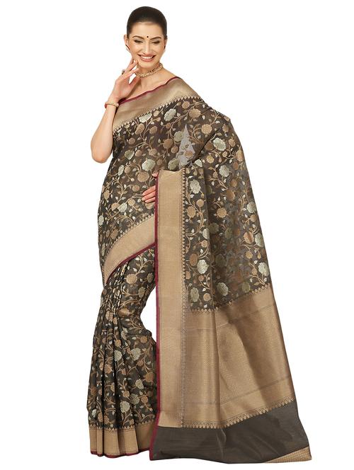 zari work banarasi saree with blouse - 17744098 - Very Small Image - 1