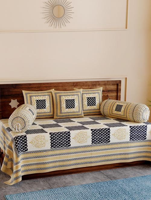 texstylers pure cotton 200 tc jaipuri print kantha look diwan set - 17744323 - Very Small Image - 1