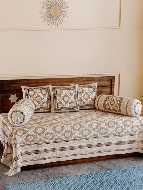 texstylers pure cotton 200 tc jaipuri print kantha look diwan set - 17744325 - Very Small Image - 1