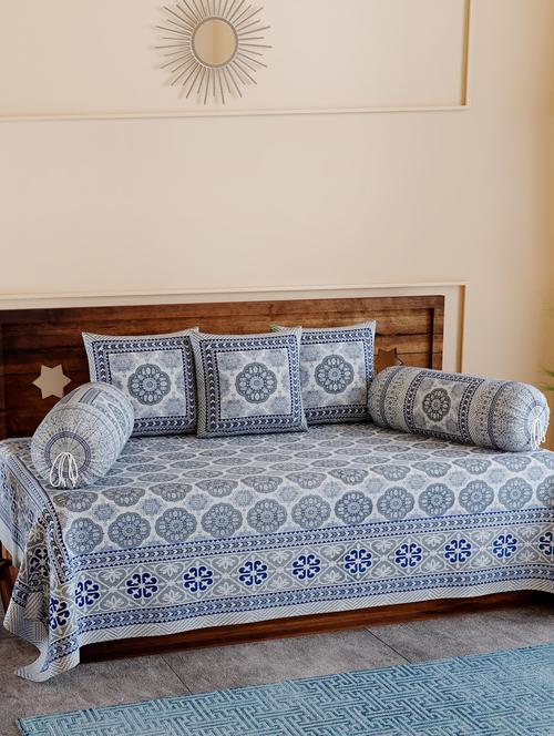 texstylers pure cotton 200 tc jaipuri print kantha look diwan set - 17744330 - Very Small Image - 1