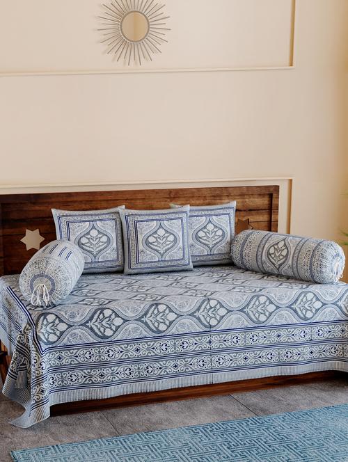 texstylers pure cotton 200 tc jaipuri print kantha look diwan set - 17744336 - Very Small Image - 1